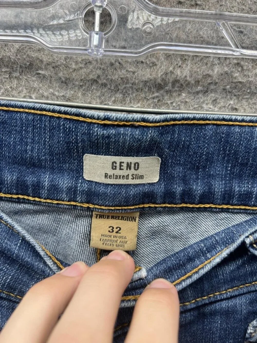 True Religion Geno Relaxed Slim Jeans Mens 32 Blue Stretch Denim Distressed